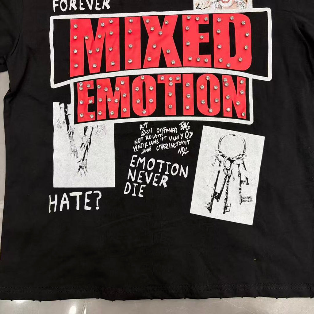 Mixed Emotion Graphic Collage T-Shirt