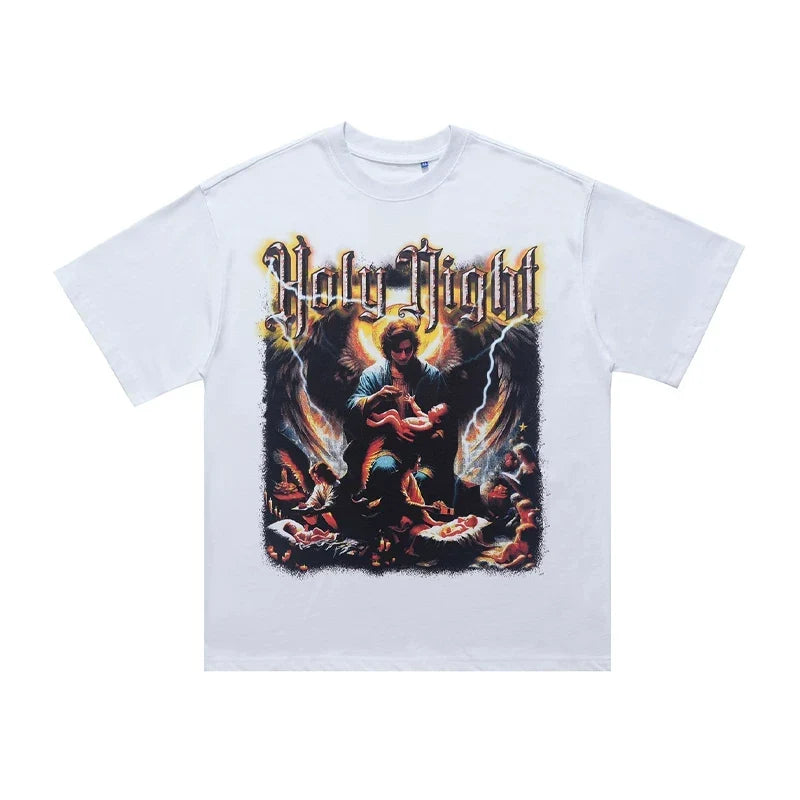 ONSEVENINE "Holy Night" White Graphic Tee