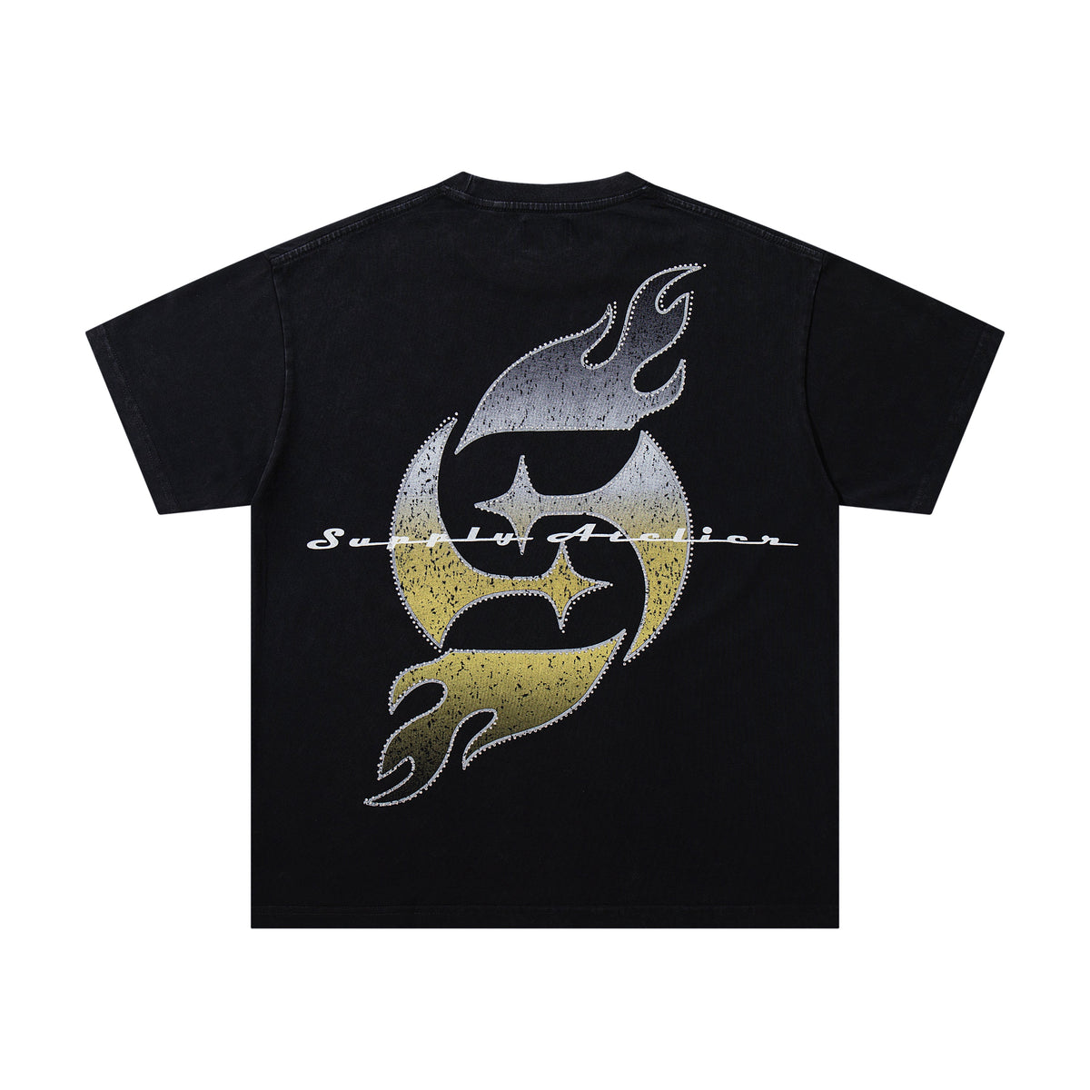SUPPLY Angel Dragon Flame Graphic Oversized Black T-Shirt